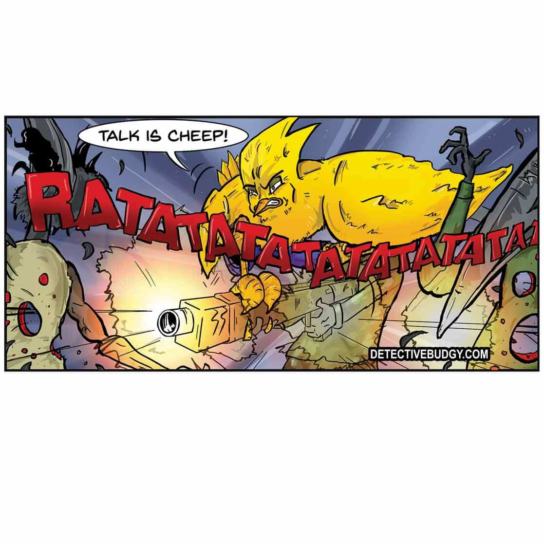 Budgy sticker Large 'Talk is Cheep'